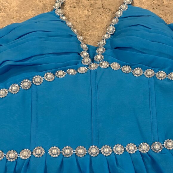 Women's BLUE Short Ruffle Homecoming Formal Gown Ball Party Evening Prom Dresses - Picture 4 of 16